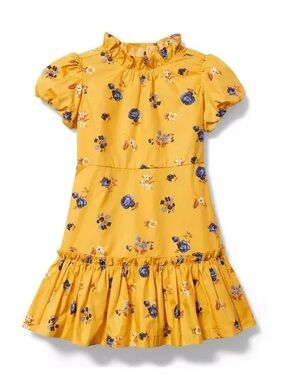 Janie & Jack Floral Ruffle Hem Dress in Yellow Size 4T